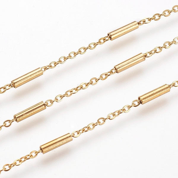 

PandaHall Ion Plating(IP) Handmade 304 Stainless Steel Cable Chains, Soldered, with Spool, Flat Oval, Golden, 1.5~2mm, about 32.8 Feet...