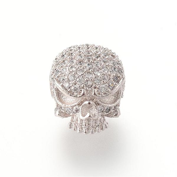

PandaHall Brass Micro Pave Cubic Zirconia Beads, Skull, Platinum, 11.1x10.8mm Brass+Cubic Zirconia Skull