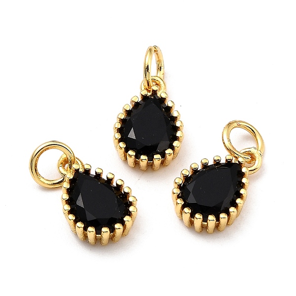 

PandaHall Brass Micro Pave Cubic Zirconia Pendants, Real 18K Gold Plated, Long-Lasting Plated, Teardrop, Black, 12x7.5x3.5mm, Hole: 3mm...