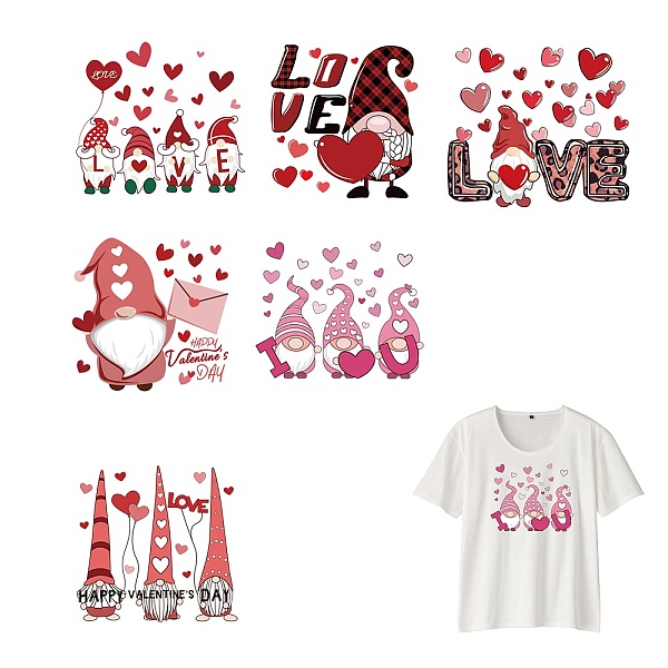 

PandaHall PET Heat Transfer Film Logo Stickers Set, for DIY T-Shirt, Bags, Hats, Jackets, Valentine's Day Theme, Gnome Pattern..., Multicolor