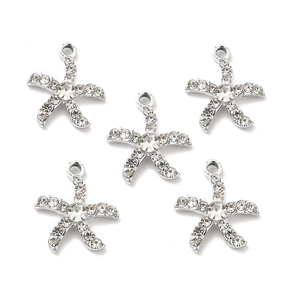 

PandaHall Alloy Rhinestone Pendants, Platinum Tone Starfish Charms, Crystal, 20x17x4mm, Hole: 2mm Alloy+Rhinestone Starfish Clear
