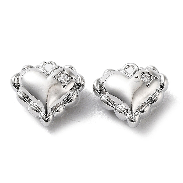 

PandaHall Rack Plating Brass Micro Pave Cubic Zirconia Pendants, Heart Charm, Real Platinum Plated, 9x10x5mm, Hole: 1mm Brass+Cubic Zirconia..., Clear