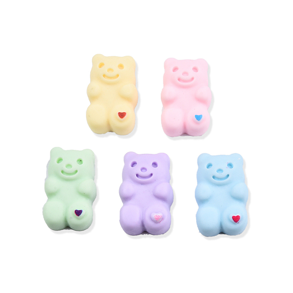 

PandaHall Opaque Resin Cabochons, Bear with Heart, Mixed Color, 17x11x6.5mm Resin Bear Multicolor