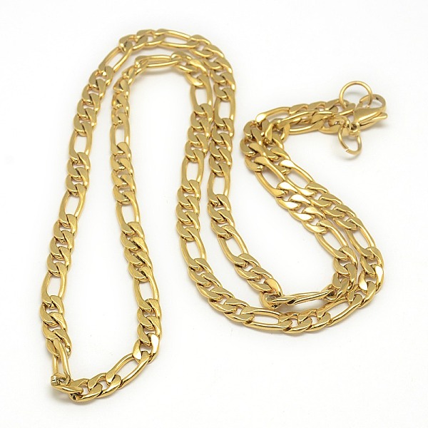 

PandaHall Trendy Men's 201 Stainless Steel Mother-Son Chain Necklaces, with Lobster Claw Clasps, Golden, 23.22 inch(59cm) 201 Stainless...