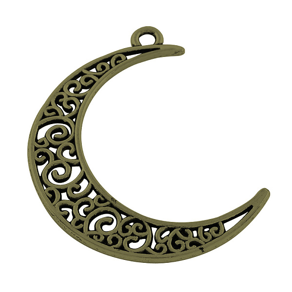 

PandaHall Tibetan Style Alloy Pendants, Cadmium Free & Lead Free, Moon, Antique Bronze, 40x30x1.5mm, Hole: 2mm, about 295pcs/1000g Alloy...