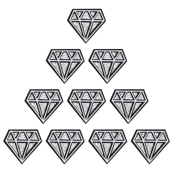 

PandaHall Diamond Computerized Embroidery Cloth Iron On/Sew On Patches, Costume Accessories, Appliques, Crystal, 64x70x2.5mm Polyester..., Black