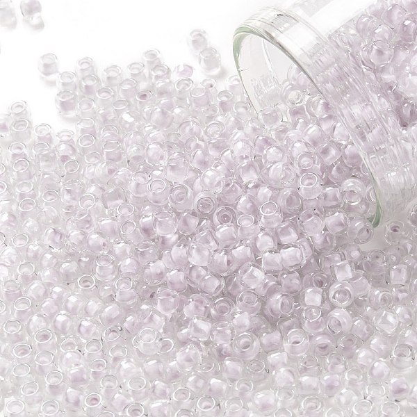 

PandaHall TOHO Round Seed Beads, Japanese Seed Beads, (1066) Pale Purple Lined Crystal, 8/0, 3mm, Hole: 1mm, about 1110pcs/50g Glass Purple