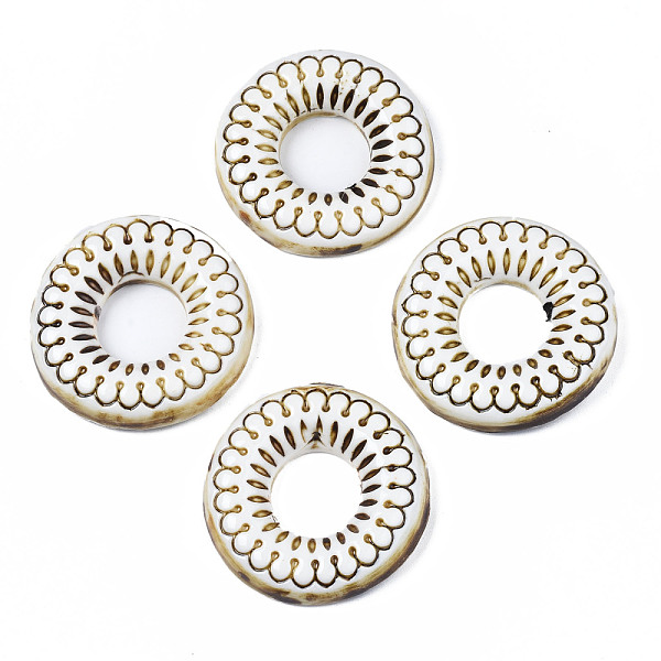 

PandaHall Handmade Porcelain Pendants, Ring, Floral White, 47x8.5mm, Hole: 19mm Porcelain Ring
