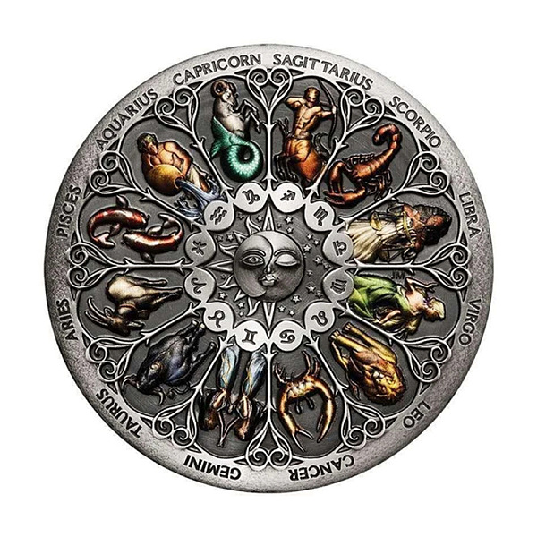 

PandaHall Alloy Commemorative Coins, Lucky Coins, with Protection Case, Flat Round with 12 Constellations, Antique Silver, 40x3mm Alloy...