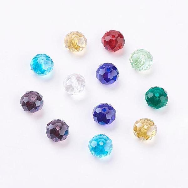 

PandaHall Handmade Glass Beads, Faceted, Rondelle, Mixed Color, 12x8mm, Hole: 1.2~1.8mm Glass Rondelle Multicolor