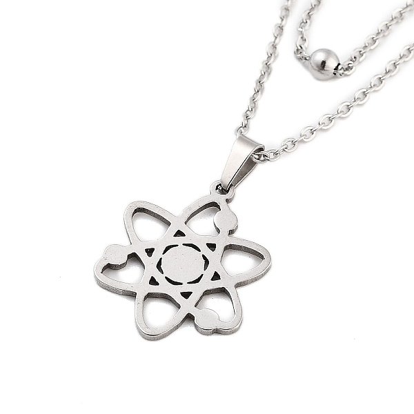 

PandaHall Stainless Steel Pendants Necklaces, Cable Chain Necklaces, Hexagon, 17.20 inch(43.7cm) Pendant: 21x17mm 304 Stainless Steel...