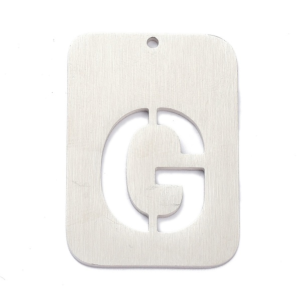 

PandaHall 304 Stainless Steel Pendants, Rectangle with Alphabet, Hollow, Letter.G, 32x22x1mm, Hole: 1.5mm 304 Stainless Steel Letter G