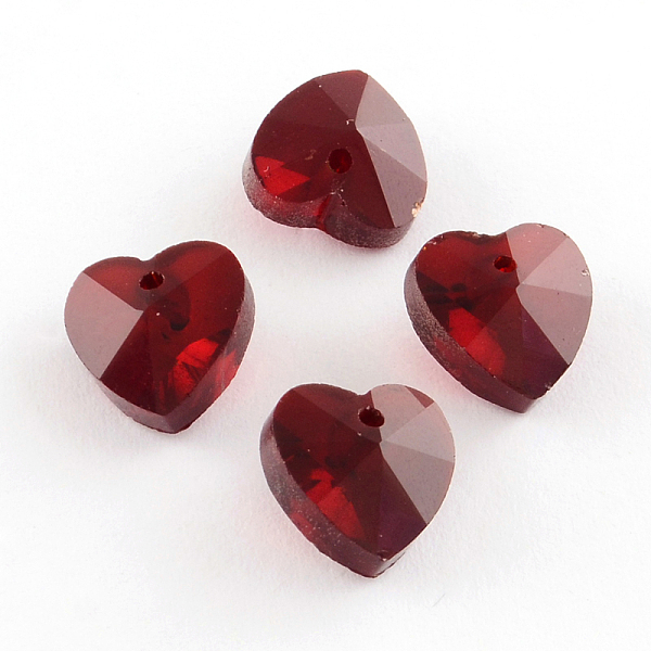 

PandaHall Faceted Heart Transparent Glass Charm Pendants, Dark Red, 10x10x5mm, Hole: 1mm Glass Heart Red