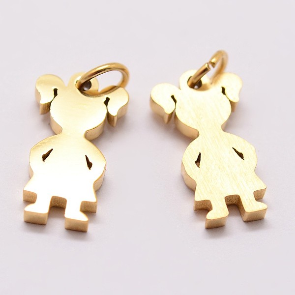 

PandaHall 316 Surgical Stainless Steel Pendants, Girl Silhouette Pendants, Golden, 16x9x2mm, Hole: 3mm 316 Surgical Stainless Steel Human