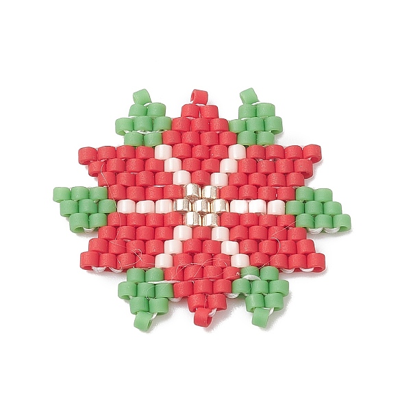 

PandaHall Handmade MIYUKI Japanese Seed Loom Pattern Seed Beads, Snowflake Pendants for Christmas, Red, 27x1.7mm, Hole: 0.5mm Glass...