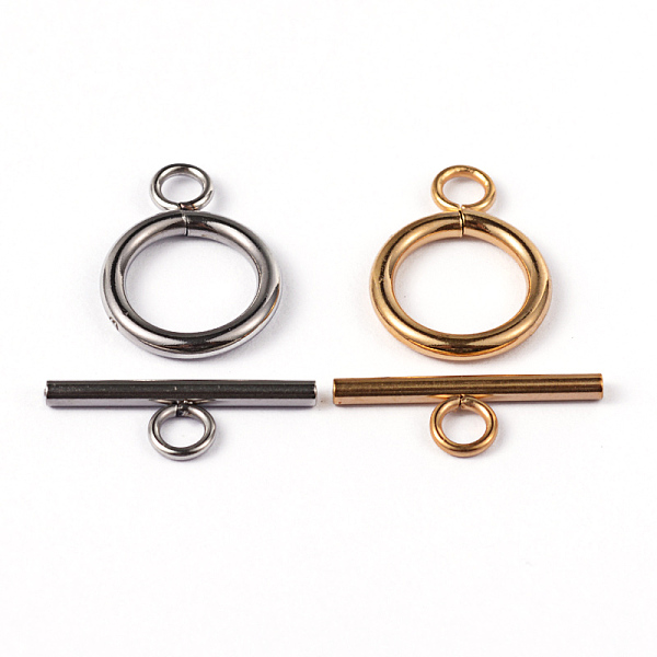 

PandaHall 304 Stainless Steel Ring Toggle Clasps, Mixed Color, Ring: 19x14x2mm, Bar: 20x7x2mm, Hole: 3mm 304 Stainless Steel Ring