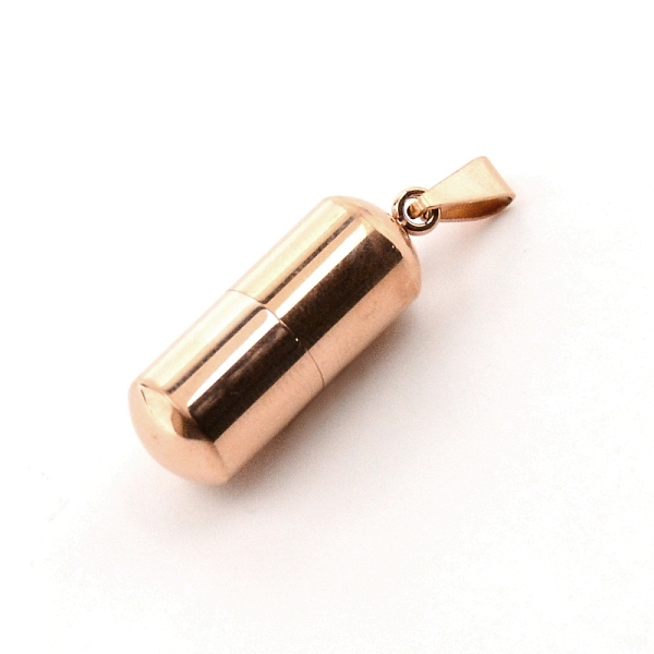 

PandaHall 304 Stainless Steel Pendants, Capsule Shape, for Portable Mini Refillable Perfume Bottle, Rose Gold, 27.5x9.5mm, Hole: 3.5x5.5mm...