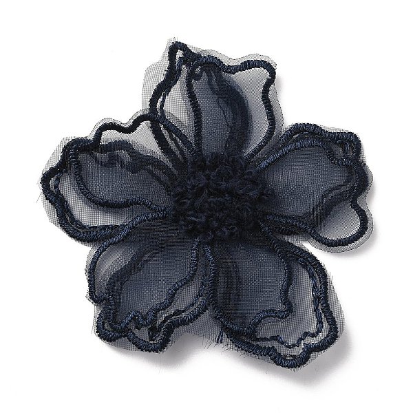 

PandaHall Lace Polyester Embroidery Organza Ornament Accessories, Sewing Craft Decoration, Flower, Midnight Blue, 65x68x2mm Polyester Flower