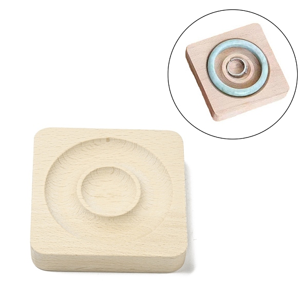 

PandaHall Beech Wooden Bangle Bracelet Finger Ring Diplay Holder Tray, Square, Antique White, 94x94.5x20mm, Bracelet Groove: 39~78mm, Ring...