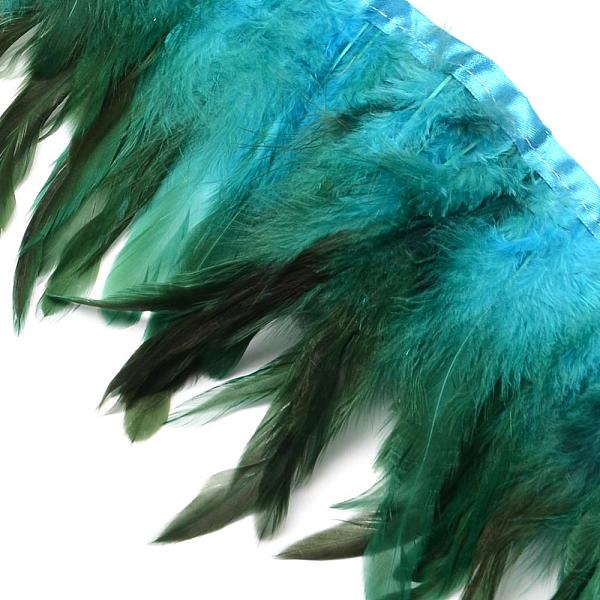 PandaHall Fashion Feather Cloth Strand Costume Accessories, Teal, 110~300x28~62mm, about 10yard/bag Feather Feather Cyan