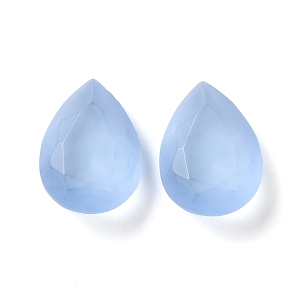 

PandaHall Frosted Glass Rhinestone Cabochons, Faceted, Pointed Back, Teardrop, Light Sapphire, 18x13x7mm Glass Rhinestone Teardrop Blue
