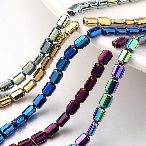 

PandaHall Electroplate Non-magnetic Synthetic Hematite Bead Strands, Rectangle, Mixed Color, 6x4x3mm, Hole: 1mm, about 67pcs/strand, 15.7...