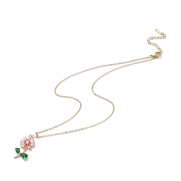 

PandaHall Colorful Cubic Zirconia Pendant Necklace, Golden 304 Stainless Steel Jewelry for Women, Flower of Life, 15.67 inch(39.8cm) Cubic...