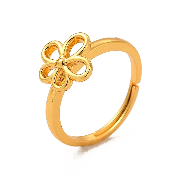 

PandaHall Rack Plating Brass Hollow Out Flower Adjustable Ring for Women, Cadmium Free & Lead Free, Real 18K Gold Plated, Inner Diameter...