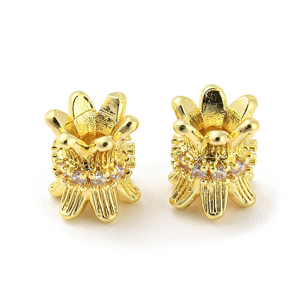 

PandaHall Brass Micro Pave Cubic Zirconia Spacer Beads, Long-Lasting Plated, Lead Free & Cadmium Free, Flower, Golden, 7.5x7mm, Hole: 2.2mm..., Clear