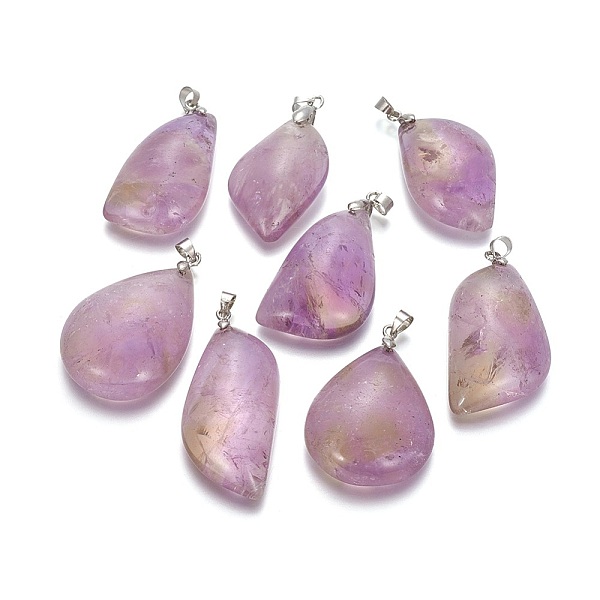 

PandaHall Natural Ametrine Pendants, with Platinum Tone Brass Findings, Nuggets, 33~52x20~27x8.5~10mm, Hole: 4x5mm Ametrine Nuggets