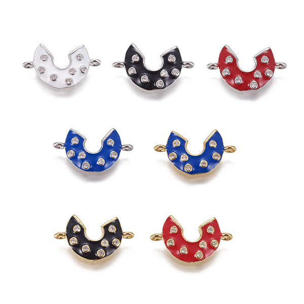 

PandaHall Brass Micro Pave Cubic Zirconia Links, with Enamel, Horseshoe, Platinum & Golden, Mixed Color, 11x18x2mm, Hole: 1.4mm Brass+Cubic..., Multicolor