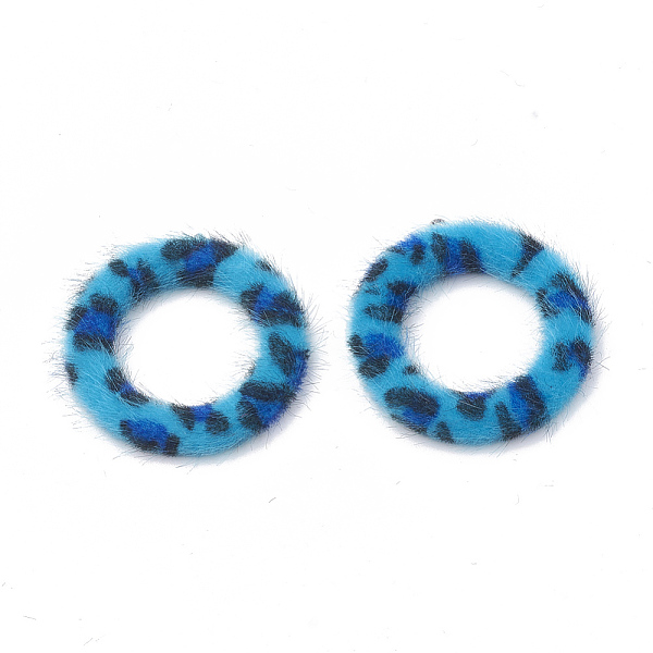 

PandaHall Faux Mink Fur Covered Pendants, with Aluminum Bottom, Ring, Deep Sky Blue, 40x35.5x4.5mm, Hole: 1mm Cloth Ring