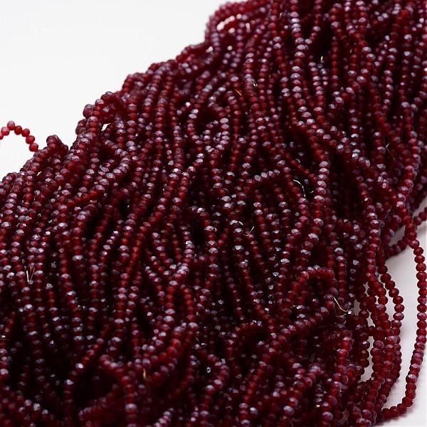 

PandaHall Half Rainbow Plated Faceted Rondelle Glass Bead Strands, Frosted, Dark Red, 2.8~3x2mm, Hole: 0.8mm, about 200pcs/strand, 15.1 inch...