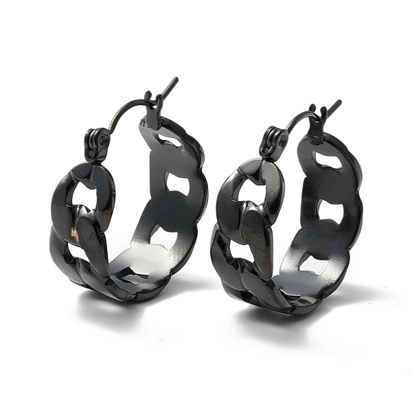

PandaHall 304 Stainless Steel Cuban Link Chunky Hoop Earrings for Women, Electrophoresis Black, 21.5x19.5x8mm, Pin: 0.7mm 304 Stainless...