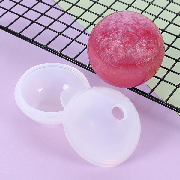 

PandaHall Silicone Molds, Resin Casting Molds, For UV Resin, Epoxy Resin Jewelry Making, Round, Sphere Mold, White, 59x52.5mm, Inner...
