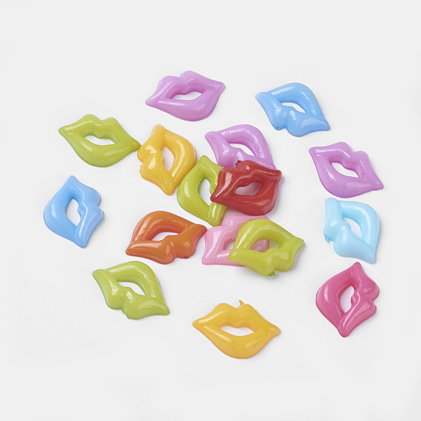 

PandaHall Acrylic Lip Shaped Cabochons, for Valentine's Day, Mixed Color, 18x13x3.5mm Acrylic Lip Multicolor