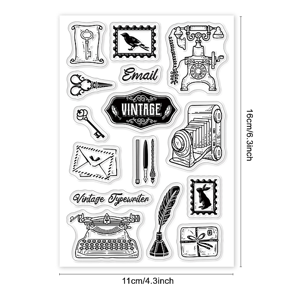 

PandaHall PVC Plastic Stamps, for DIY Scrapbooking, Photo Album Decorative, Cards Making, Stamp Sheets, Camera Pattern, 16x11x0.3cm Plastic...
