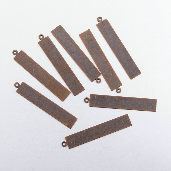

PandaHall Metal Tags, Brass Stamping Blank Tag Pendants, Rectangle, Red Copper, 41x7x0.5mm, Hole: 1mm Brass Rectangle