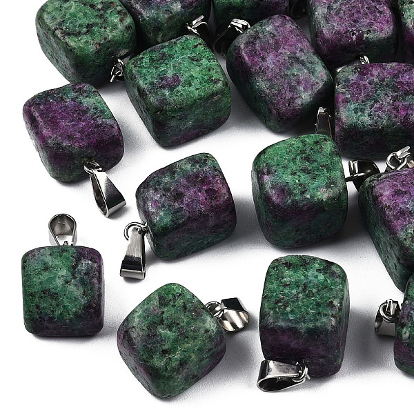 

PandaHall Natural Ruby in Zoisite Pendants, with Stainless Steel Snap On Bails, Dyed, Nuggets, 15~35x10~20x5~15mm, Hole: 3x7.5mm Ruby in...