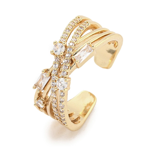 

PandaHall Brass Micro Pave Cubic Zirconia Cuff Open Rings, Criss Cross Rings for Women, Long-Lasting Plated, Golden, Adjustable Brass+Cubic...
