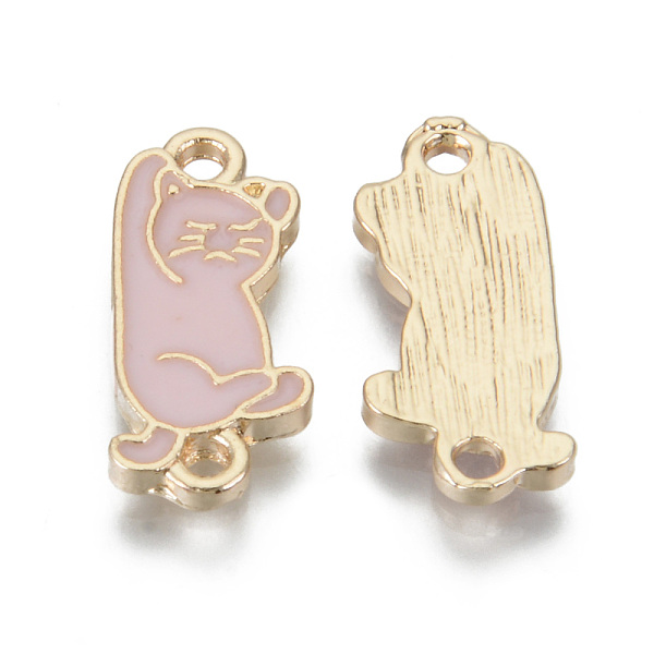 

PandaHall Alloy Enamel Links, Cadmium Free & Lead Free, Cat, Light Gold, Pink, 19.5x8.5x2mm, Hole: 1.6mm Alloy+Enamel Cat Shape Pink