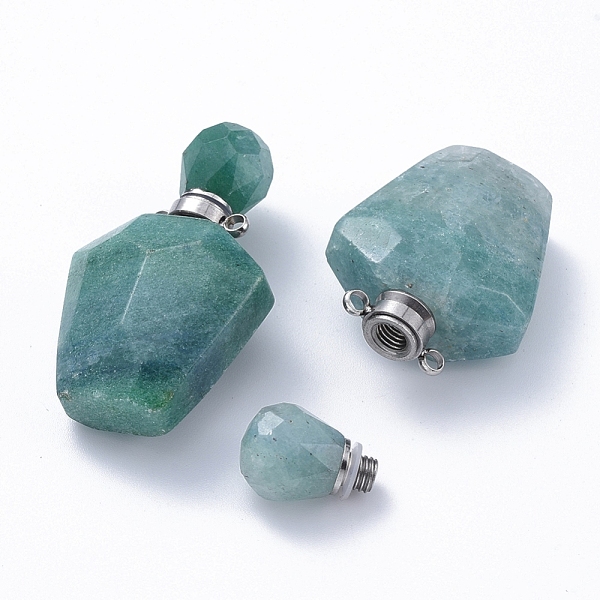 

PandaHall Faceted Natural Green Quartz Openable Perfume Bottle Pendants, Essential Oil Bottles, with 304 Stainless Steel Findings, Stainless...