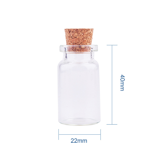 

PandaHall Clear Glass Jars Glass Bottles with Corks and Iron Screw Eye Pins Wish Bottles for Crafts, about 8pcs/set Glass Column Multicolor