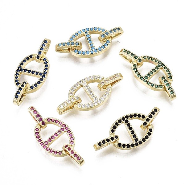 

PandaHall Real 16K Gold Plated Brass Micro Pave Cubic Zirconia Links Connectors, Cadmium Free & Nickel Free & Lead Free, Oval, Mixed Color..., Multicolor
