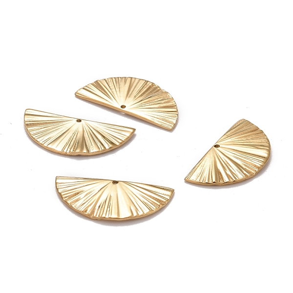 

PandaHall Ion Plating(IP) 304 Stainless Steel Pendants, Manual Polishing, Textured, Half Round, Real 24K Gold Plated, 12.5x25.5x1.5mm, Hole...