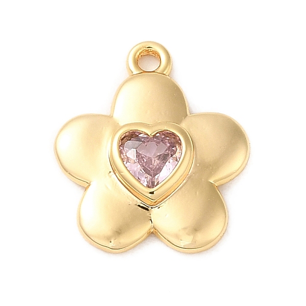 

PandaHall Brass Micro Pave Cubic Zirconia Pendants, Real 18K Gold Plated, Flower, Pink, 14x12x2.5mm, Hole: 1.2mm Brass+Cubic Zirconia Flower...