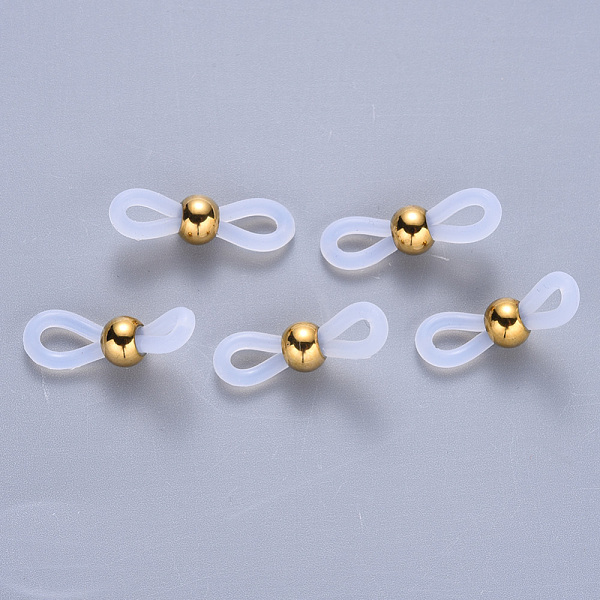 

PandaHall Silicone Eyeglass Holders, Glasses Rubber Loop Ends, with Vacuum Plating 304 Stainless Steel Findings, Golden, 20~22x5~6mm, Hole..., Clear