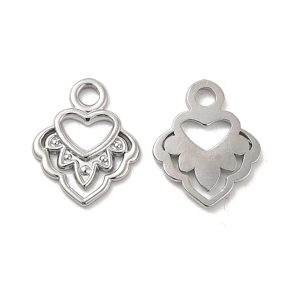 

PandaHall 304 Stainless Steel Pendants, Heart Charm, Stainless Steel Color, 16.5x13.5x1.5mm, Hole: 2.2mm 304 Stainless Steel Heart