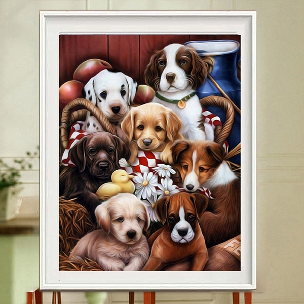 

PandaHall DIY Rectangle Dog Theme Diamond Painting Kits, Including Canvas, Resin Rhinestones, Diamond Sticky Pen, Tray Plate and Glue Clay..., Multicolor