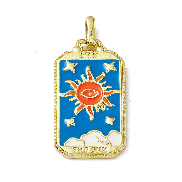 

PandaHall Alloy Enamel Pendants, Rectangle, Tarot Pattern Charm, Golden, Dodger Blue, Sun Pattern, 26x14x2mm, Hole: 2x3mm Alloy+Enamel Sun